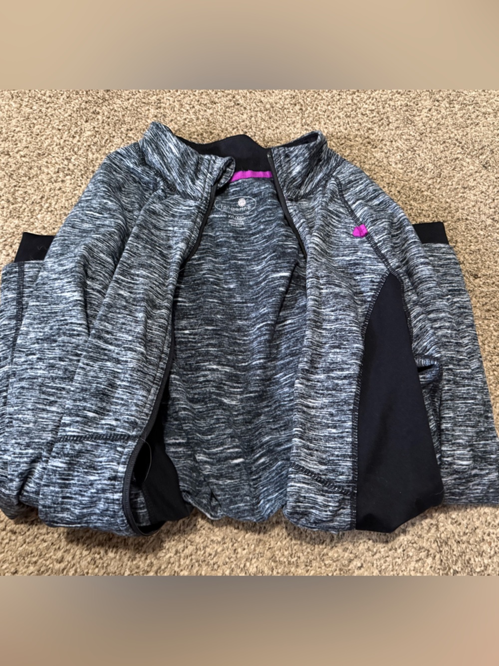 Matching Set - Tangerine Gray & Black Marled Leggings and Jacket w Pink Accent